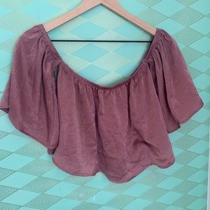 OFF THE SHOULDER CROP TOP BLUSH PINK